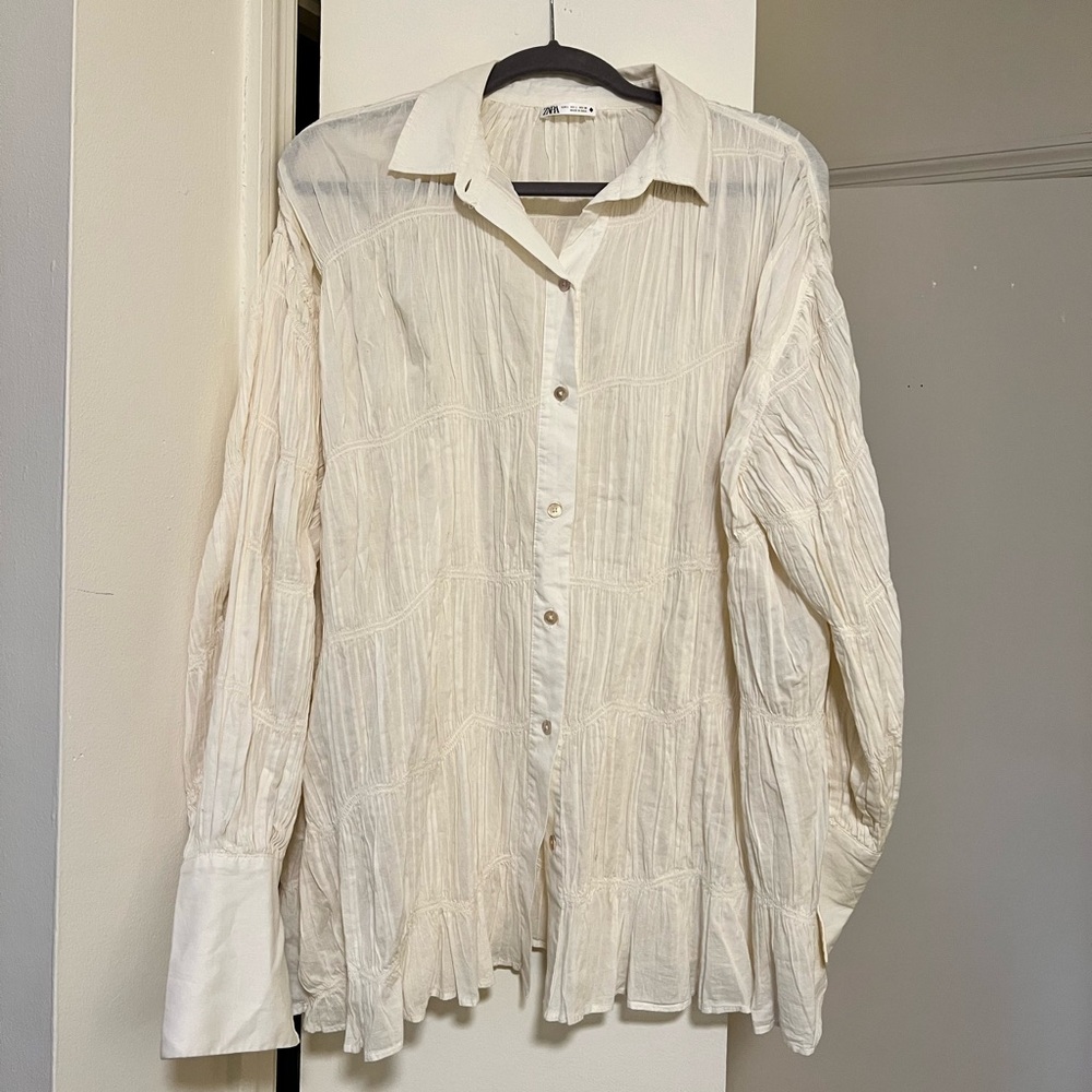 Zara ruched cotton shirt